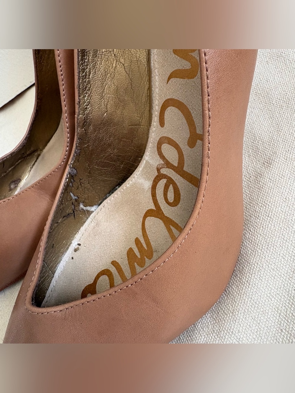 Sam Edelman Beige Leather Slip-On Pointed Toe Stiletto Pumps Women US 9 M - Picture 2 of 8